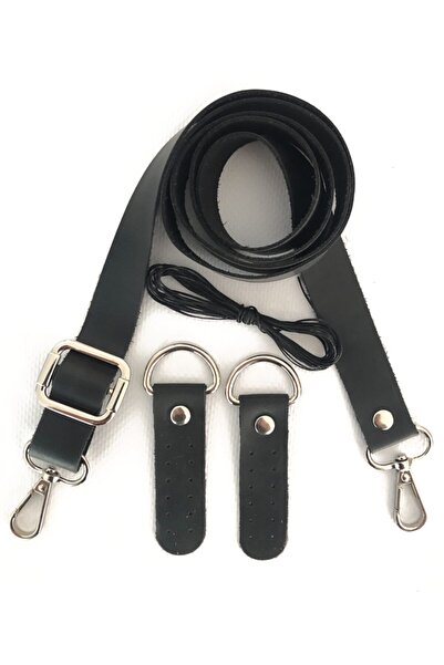 alfa tasarım atölyesi Hakiki Deri Çanta Sapı Gümüş Renk Aksesuarlı (140 CM) -...