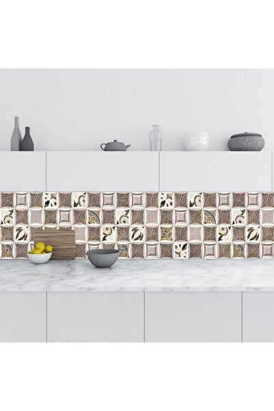 StickerArt Mutfak Tezgah Arası Folyo Fayans Kaplama Folyosu Seramik Rustik De...