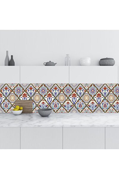 StickerArt Mutfak Tezgah Arası Folyo Fayans Kaplama Folyosu Türk Osmanlı Moti...