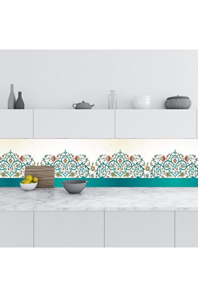 StickerArt Mutfak Tezgah Arası Folyo Fayans Kaplama Folyosu Vintage Renkli Çi...