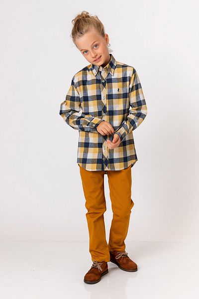 incity Boy's Lumberjack Checked Mustard Shirt