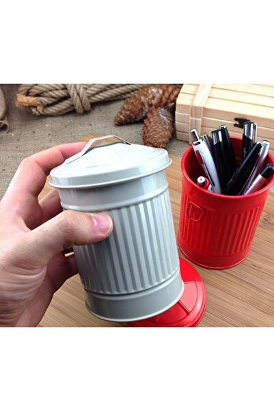 hitteknoloji Kalemlik Metal Çöp Kutusu Şeklinde Masa Üstü Kalemlik