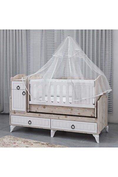 Garaj Home Sude Beyaz Membran Country Asansörlü Beşik - Yatak Ve Uyku Seti Ko...