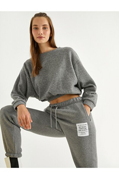 Koton Kurzes Sweatshirt mit geraffter Taille