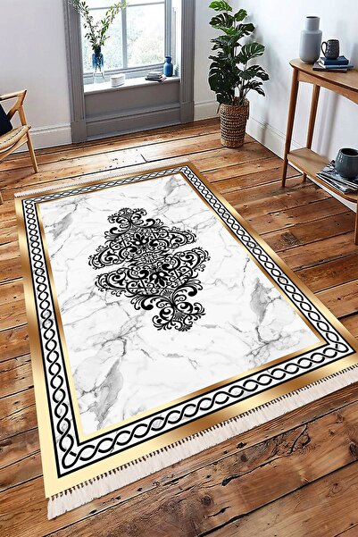 Modern home Gold Detay Motifli Dijital Baskı Salon Halısı Yıkanabilir Kaymaz ...