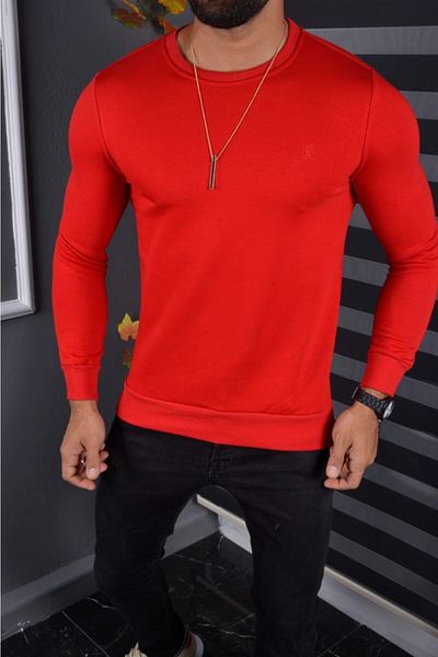 Tanzanit Men's Red Sweatshirt Crew Neck 2021-2022 Autumn Winter