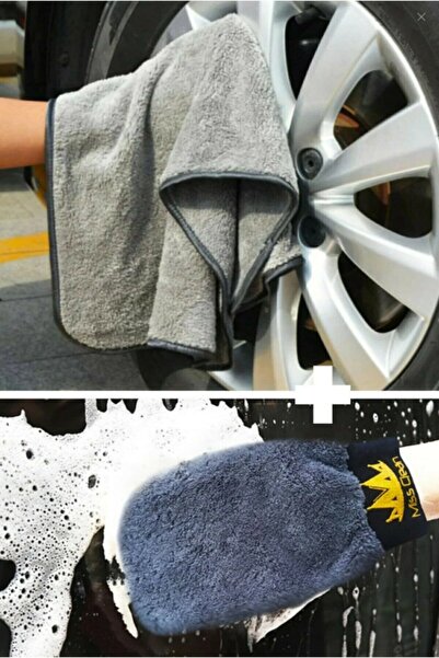 MissClean Premium Oto Yıkama Seti ( 1 Adet Kurulama Bezi + 1 Adet Yıkama Eliv...