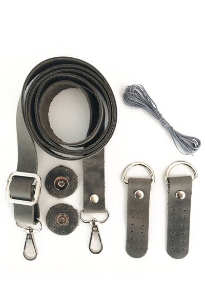 alfa tasarım atölyesi Hakiki Deri Çanta Sapı Gümüş Aksesuar 120 cm  Mıknatısl...