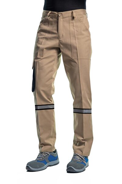 Şensel Μπεζ-Μαύρο αντανακλαστικό παντελόνι εργασίας - Τσέπη Commando -54e3357-