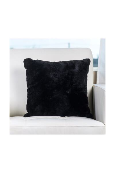 LadiesHome Peluş (rabbit) Tavşan Kırlent Kılıfı Siyah