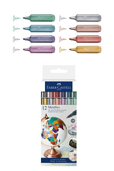 Faber Castell Metalik Markör 12'li Ve 8'li Fosforlu Kalem Seti