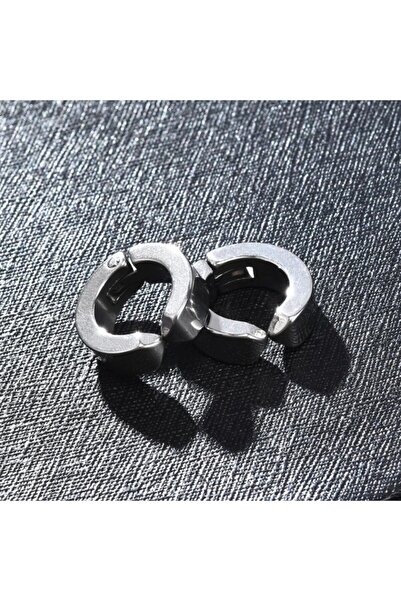 Gogoey Unisex Paslanmaz Çelik Küpe Deliksiz Kulaklara Kıskaçlı Mıknatıslı Tasarım 2 Adet Gümüş