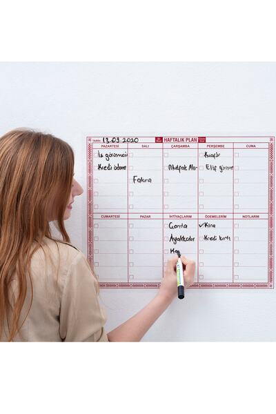 Farklı Bi Kağıt 3 Adet Haftalık Takvim Planlayıcı Mini 40x50cm