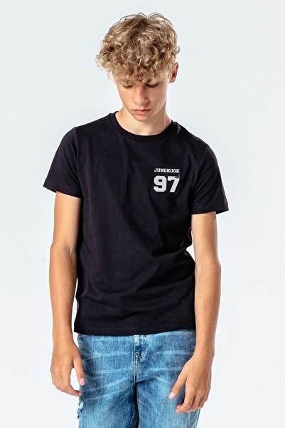 QIVI Unisex dečija crna BTS Jungkook 97 Štampano majica