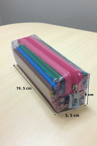 Togin Pink, Transparent Pvc Pencil Case Single Compartment Transparent Pen Holder Pink Colored Pen Holder