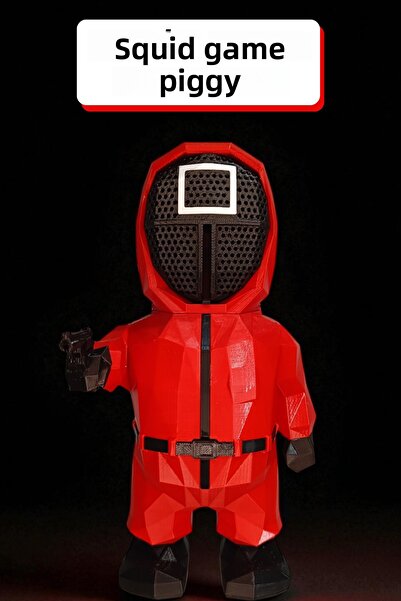 Genç 3D Pușculiță cu simbolul pătrat Squid Game |   Cutie decorativă și funcț...