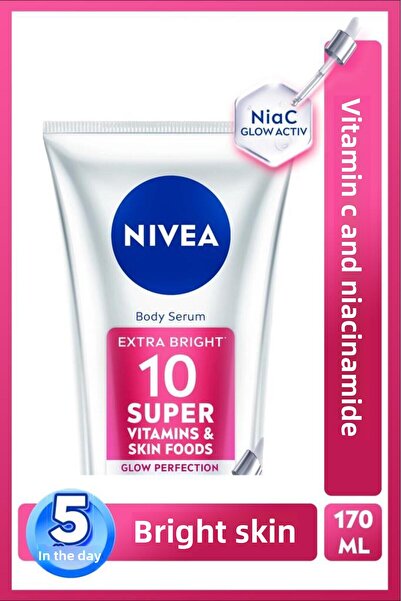 NIVEA لوشن الجسم سوبر 10 سيروم فعال بعامل حماية من الشمس SPF15، 170 مل، مفتح ...