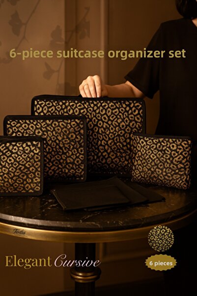 Textia Home Σετ οργάνωσης και οργάνωσης βαλιτσών Leopard Luxe 6 τεμαχίων (με ...