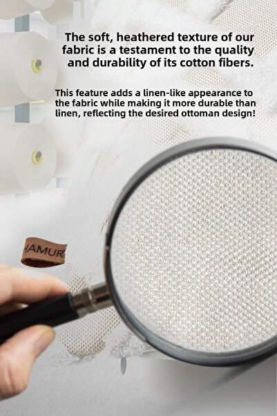 HAMUR Ecru Bella - Special Design Jacquard Patterned Decorative Pillow Cushion Cover