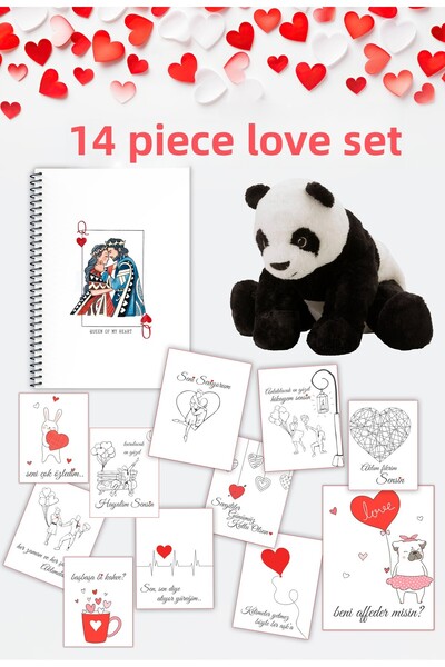 Kentsoylu Gift Set for Lovers – Plush Bear, Romeo & Juliet Notebook, 12 Love Quote Cards