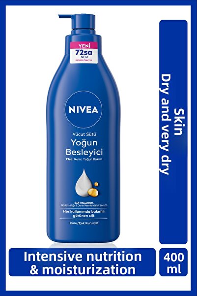 NIVEA Nourishing Body Milk 400ml, Dry and Very Dry Skin, 72 Hour Moisturizer,...