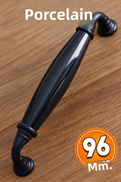 Badem10 Real Porcelain (Premium) Black 96 mm Furniture Kitchen Drawer Cabinet Door Cabinet Handle Handle Handles
