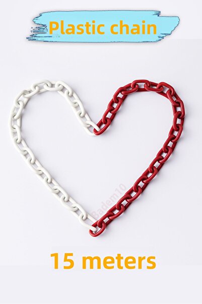 Badem10 سلسلة بلاستيكية بطول 15 مترًا باللونين الأحمر والأبيض تحذيرية ومتينة وآمنة لتحديد الحدود