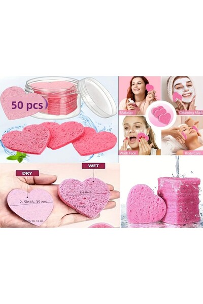 SİNKA Makeup Peeling Removal 100% Natural Spa Sponge Compressed (50 Pieces)