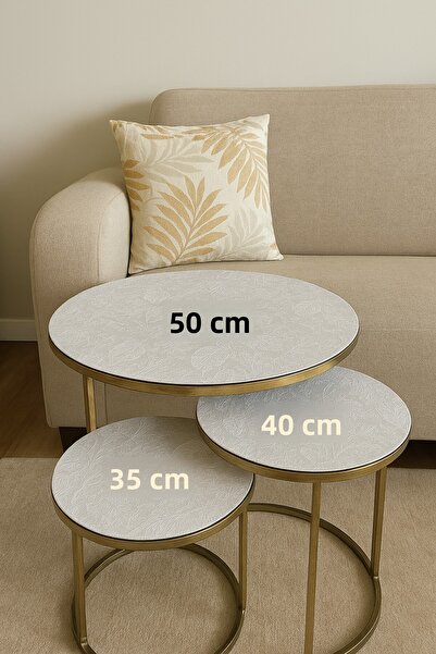 Rona Home 3-Piece Coffee Table Cover Set Non-Slip Stain-Resistant Stylish Modern Design Living Room and Sitting Room Luxury Dowry Cover