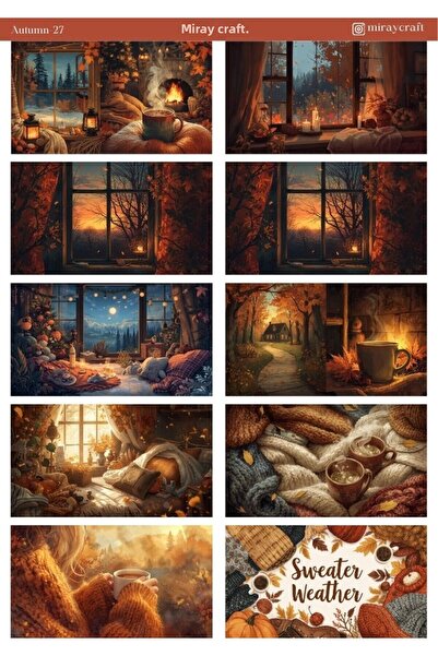 MirayDesign 1 foaie de autocolante cu tematică de toamnă 12*17 cm pentru albu...