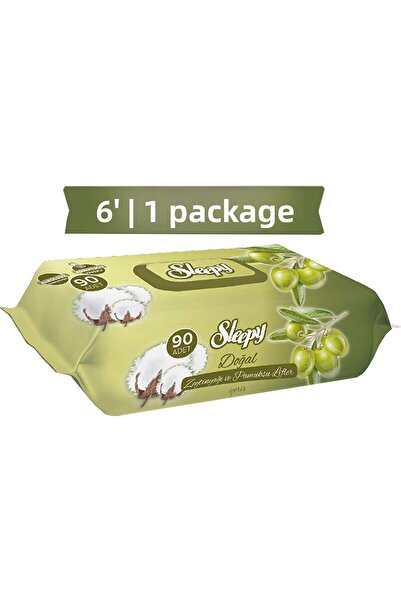 Sleepy منشفة مبللة بزيت الزيتون الطبيعي 90 ورقة × 6 قطع