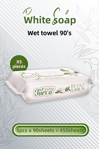Baby Turco Wet Towels White Soap Scented 90 x 5 Pieces (450 Sheets)