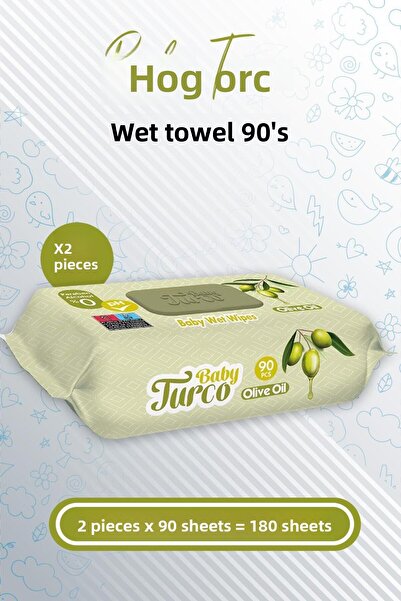 Baby Turco Baby Wet Towel Olive Oil 90 X 2 Pieces (180 Sheets)