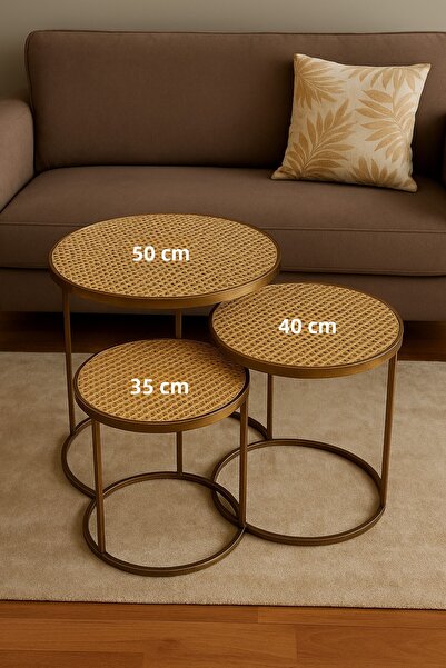 Rona Home Luxurious Patterned 3-Piece Coffee Table Cover Washable Pvc Dowry Cover Easy to Clean