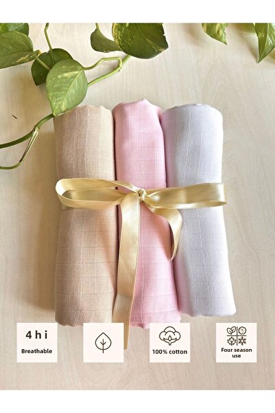 Sevza Kids Multi-Purpose 3-Piece Muslin Cover & Blanket, 100% Cotton Pure Col...