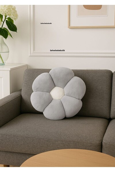 Plush Soft Daisy Decorative Plush and Throw Pillow Cushion Gray
