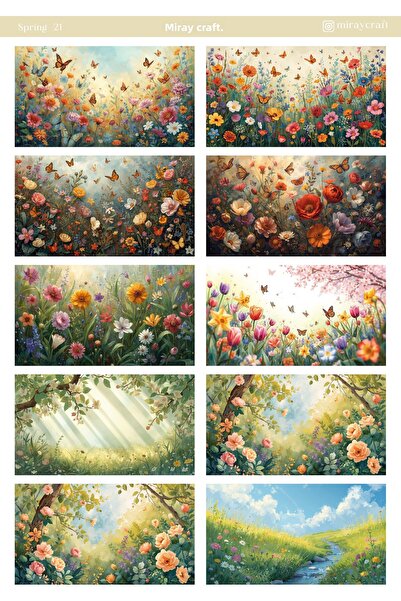 MirayDesign 1 ورقة ملصقات ذات طابع الربيع مقاس 12*17 سم / سكرابوك، مجلة بوليت، مخطط، دفتر ملاحظات