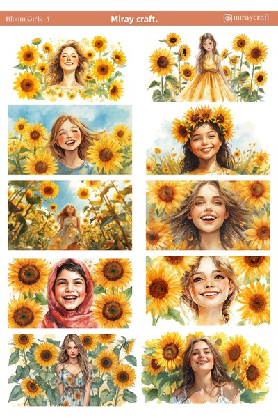 MirayDesign 1 φύλλο αυτοκόλλητο με θέμα τα λουλουδάτα κορίτσια 12*17 εκ. / Ση...