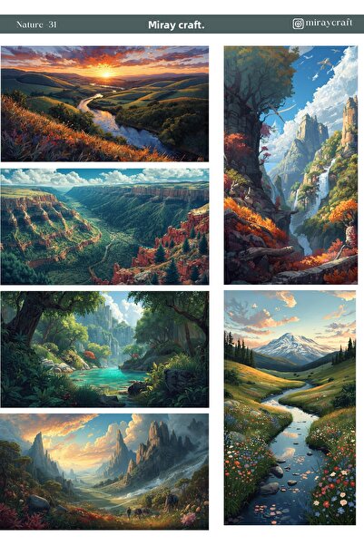 MirayDesign 1 ورقة ملصقات ذات طابع طبيعي مقاس 12*17 سم / سجل قصاصات، مجلة رصا...