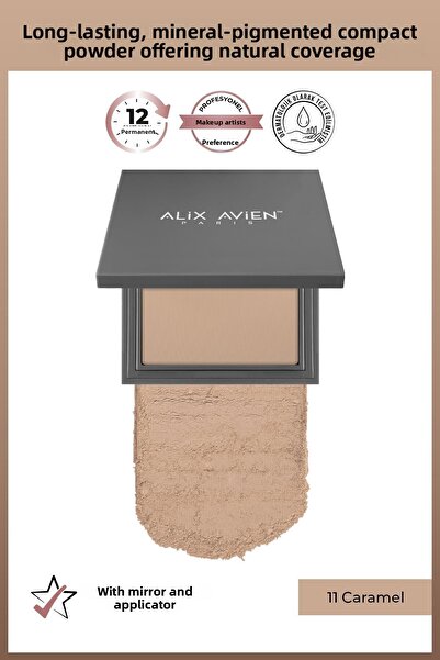 Alix Avien بودرة مضغوطة - تدوم حتى 12 ساعة - لون البشرة البارد والمحايد - بود...