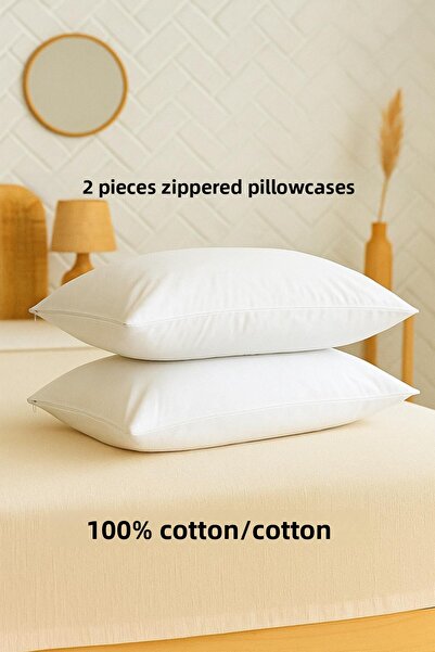 ÇIQRIK HOME 2 White Pillowcases with Zipper