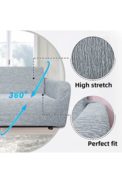 AKBU Plain Jacquard 3 Seater Gray Sofa Cover | Elastic Seat Cover | Sofa Bed Cover | Seat Cover