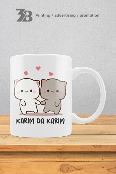 3B BASKI REKLAM PROMOSYON Cute Kitties Series''My Wife and My Son'' Porcelain Mug