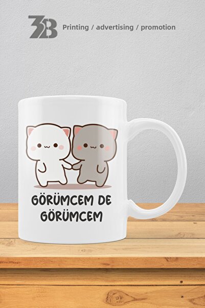 3B BASKI REKLAM PROMOSYON Cute Kitties Series''I See It, I See It'' Porcelain Mug