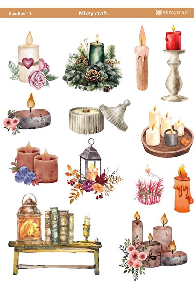 MirayDesign 1 φύλλο αυτοκόλλητο με θέμα το κερί 12*17 εκ. / Σημειωματάριο, ημ...