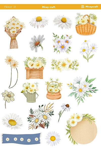 MirayDesign 1 ورقة ملصقات ذات طابع زهور مقاس 12*17 سم / سكرابوك، مجلة بوليت، مخطط، دفتر ملاحظات