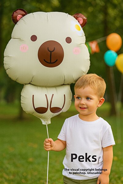 PEKSHOP Cream Capybara Foil Balloon Capybara Shaped Balloon Cream
