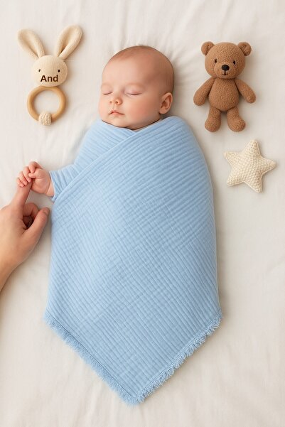 ZEYNUKO بطانية أطفال 4 طبقات موسلين 90x130 سم