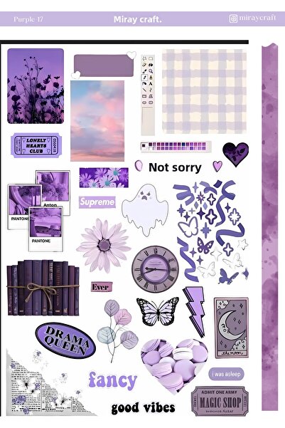 MirayDesign 1 foaie de autocolante tematice de culoare violetă de 12*17 cm pe...