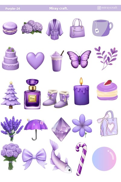 MirayDesign 1 foaie de autocolante tematice de culoare violetă de 12*17 cm pe...